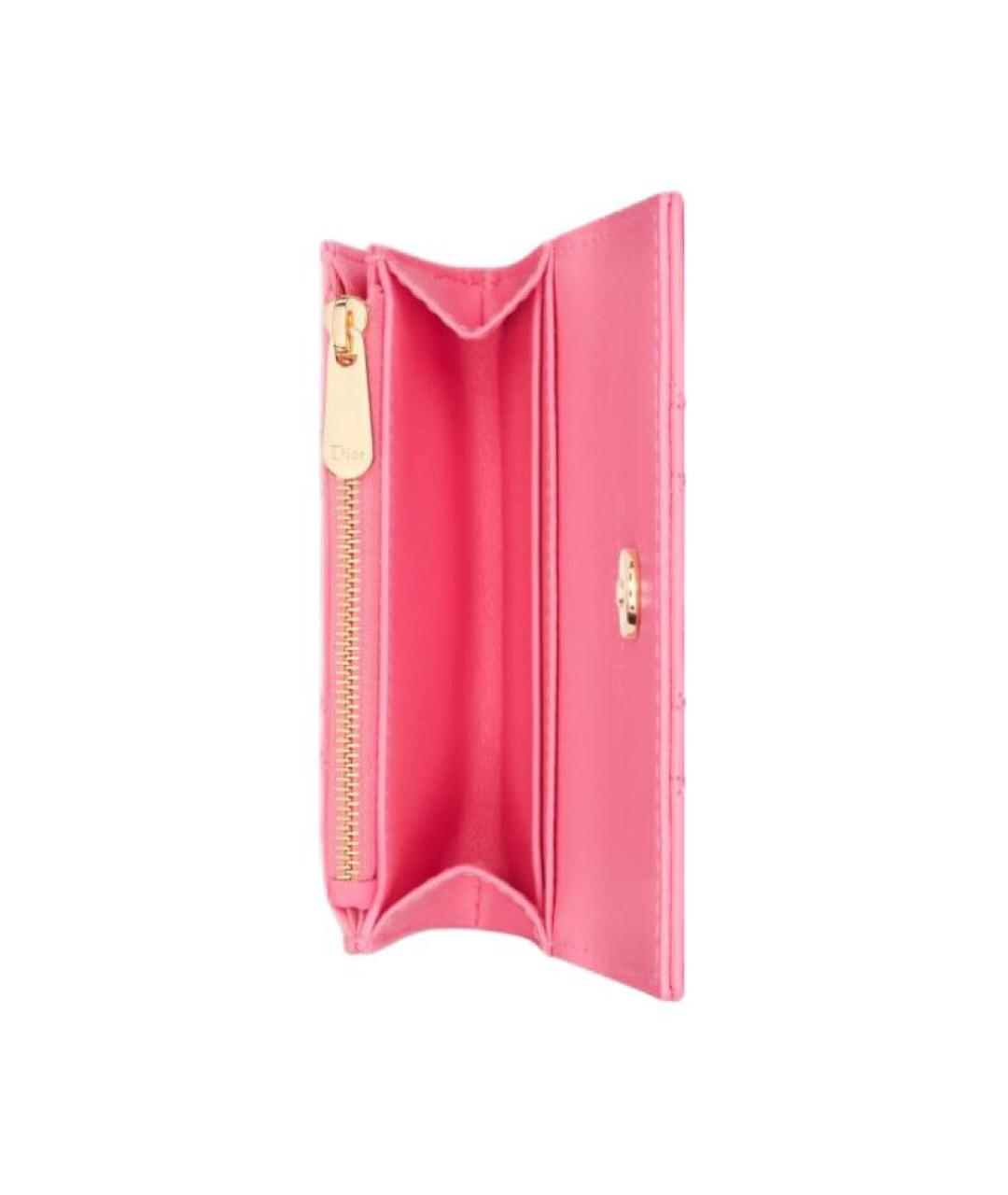 CHRISTIAN DIOR Розовый кожаный кошелек, фото 4