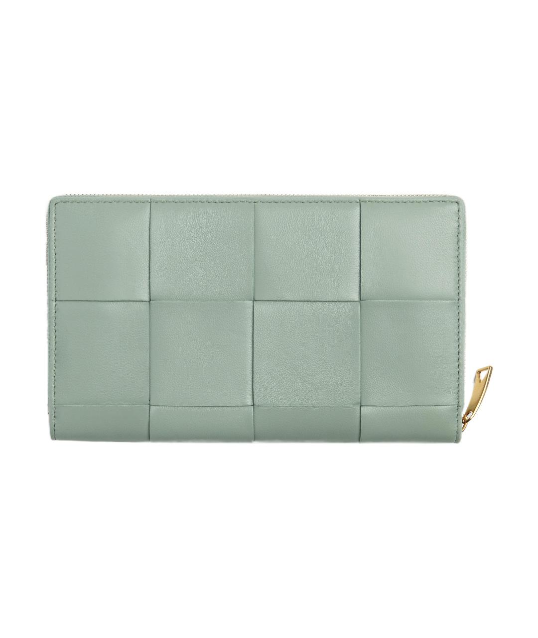 BOTTEGA VENETA Зеленый кожаный кошелек, фото 3