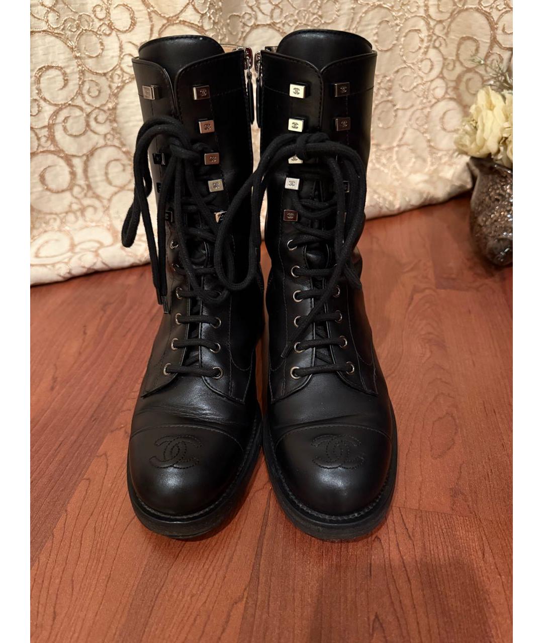 CHANEL Черные кожаные ботинки, фото 2