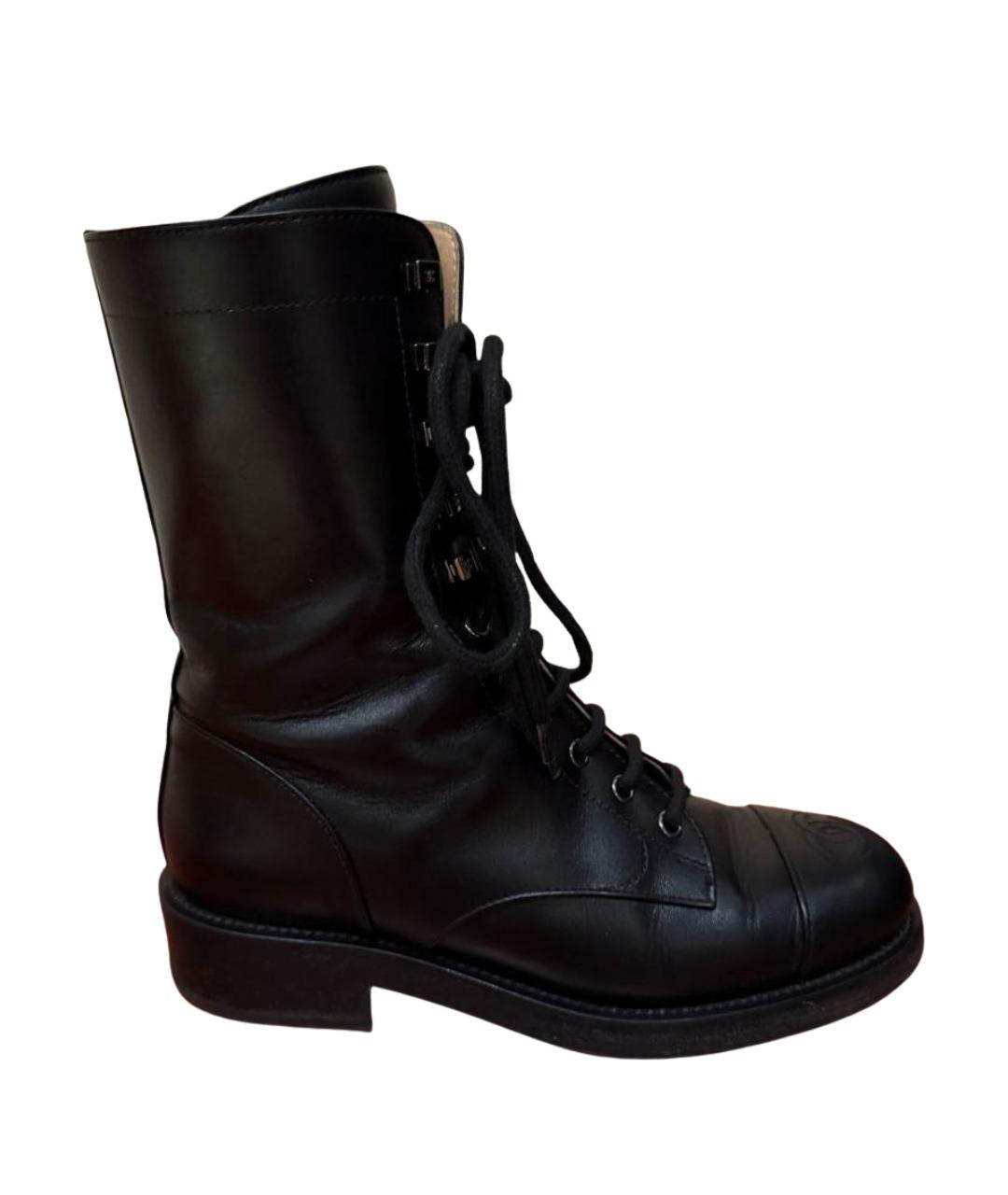 CHANEL Черные кожаные ботинки, фото 1