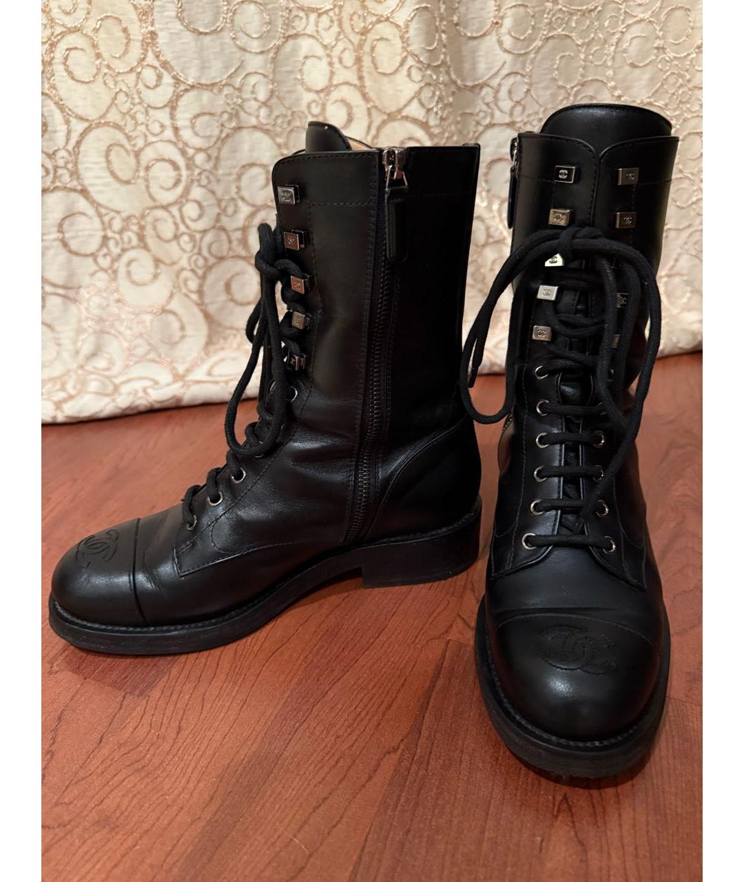 CHANEL Черные кожаные ботинки, фото 5