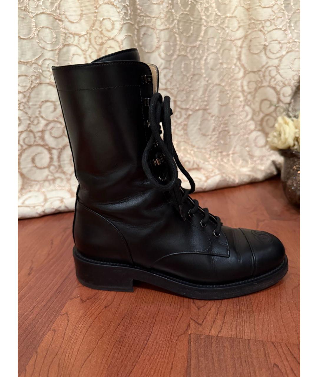 CHANEL Черные кожаные ботинки, фото 9