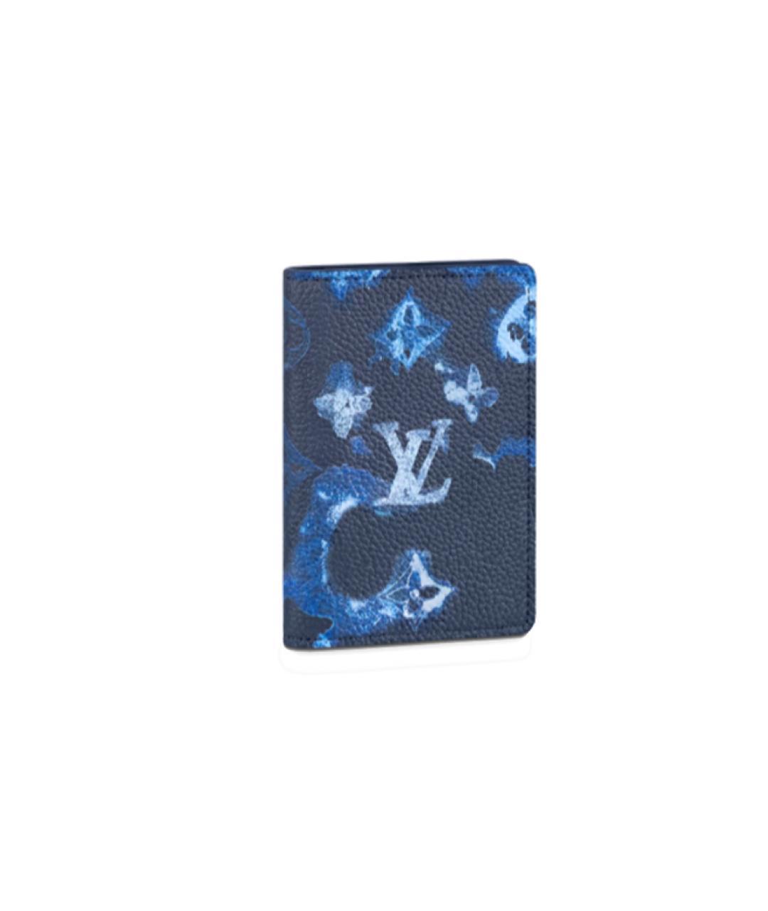 LOUIS VUITTON Синий кожаный кошелек, фото 2