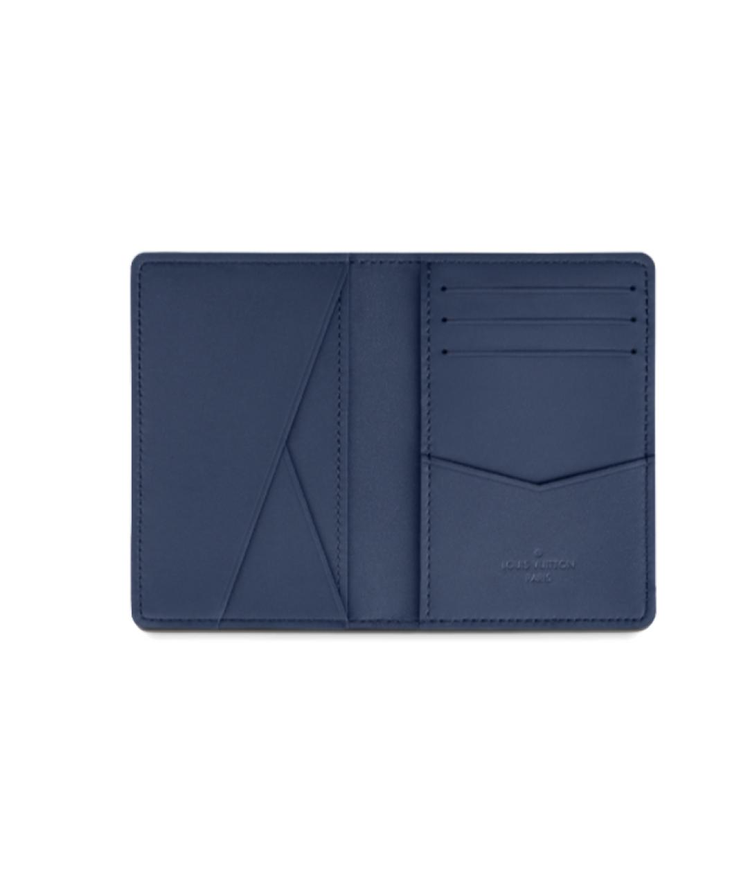 LOUIS VUITTON Синий кожаный кошелек, фото 4