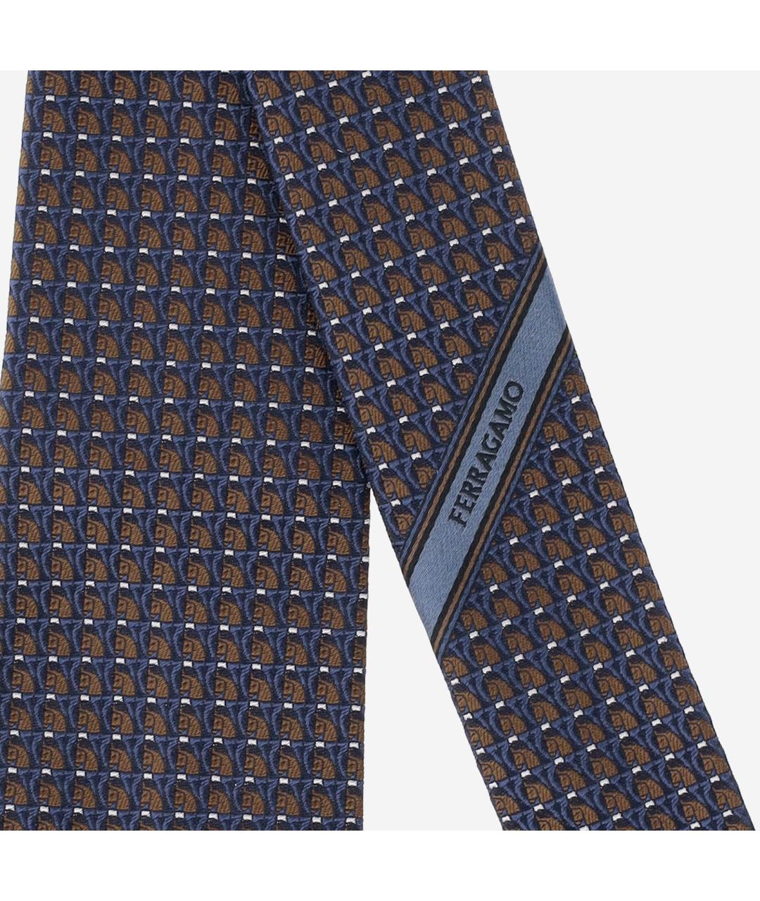 FERRAGAMO Синий шелковый галстук, фото 2