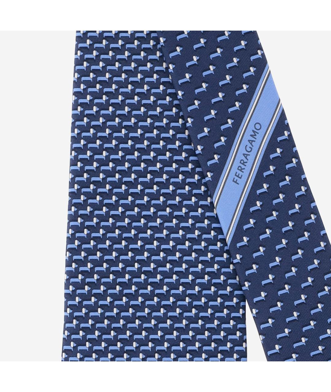 FERRAGAMO Синий шелковый галстук, фото 2