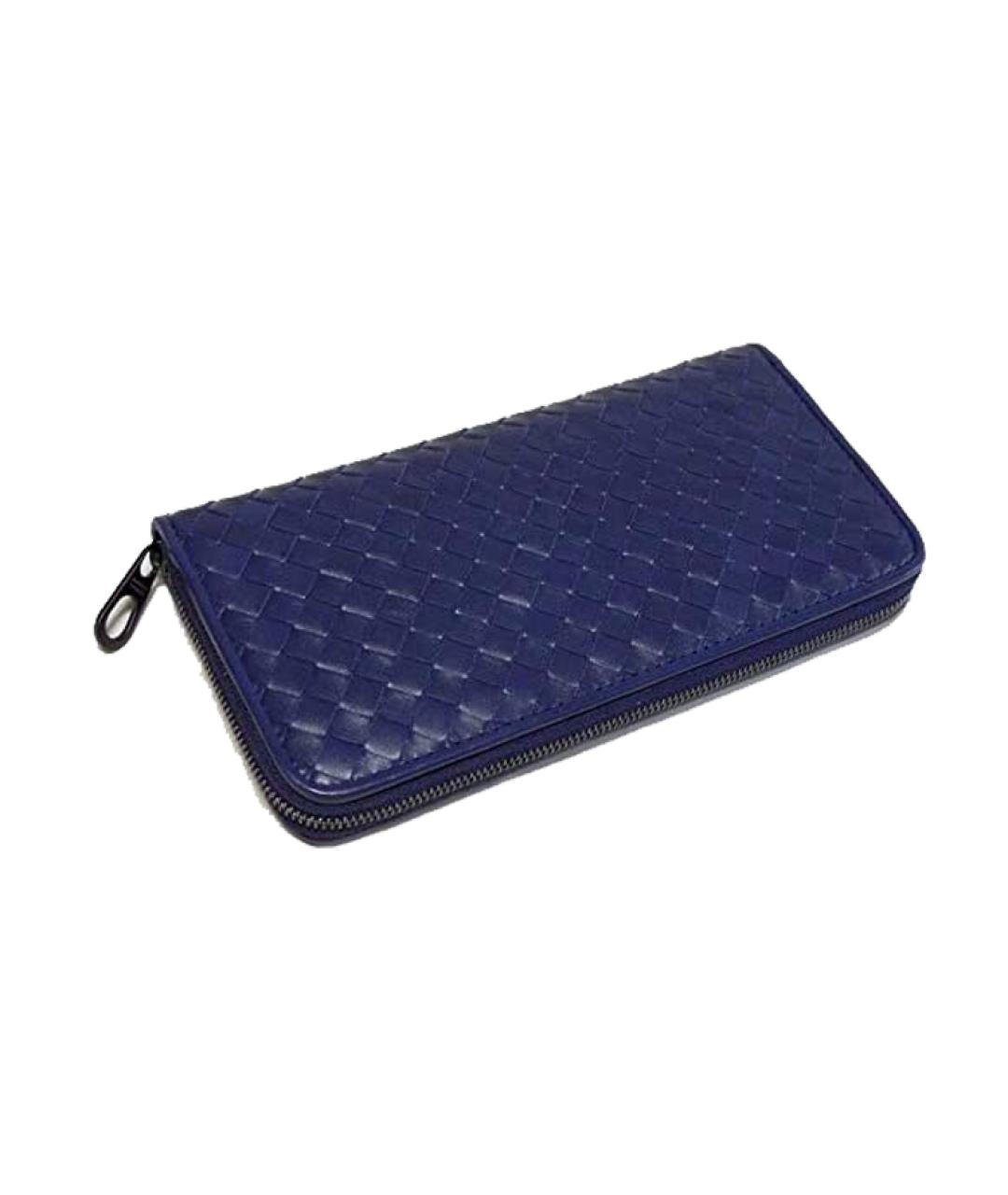 BOTTEGA VENETA Синий кожаный кошелек, фото 2