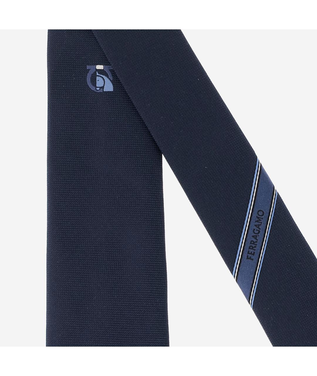 FERRAGAMO Синий шелковый галстук, фото 2