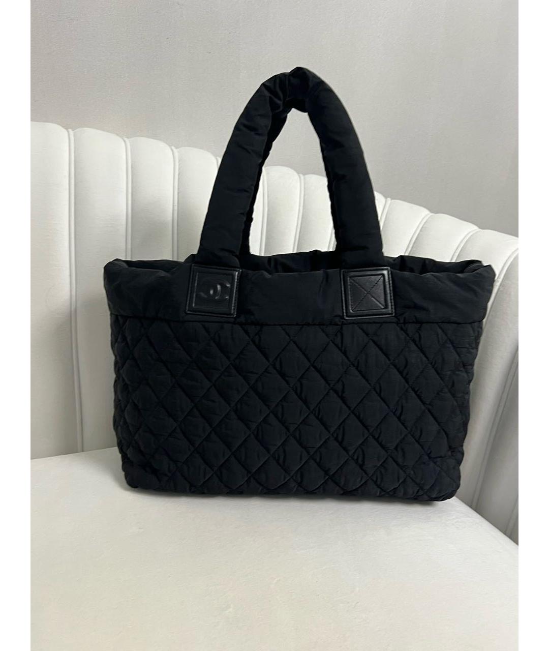 CHANEL Черная хлопковая сумка тоут, фото 3