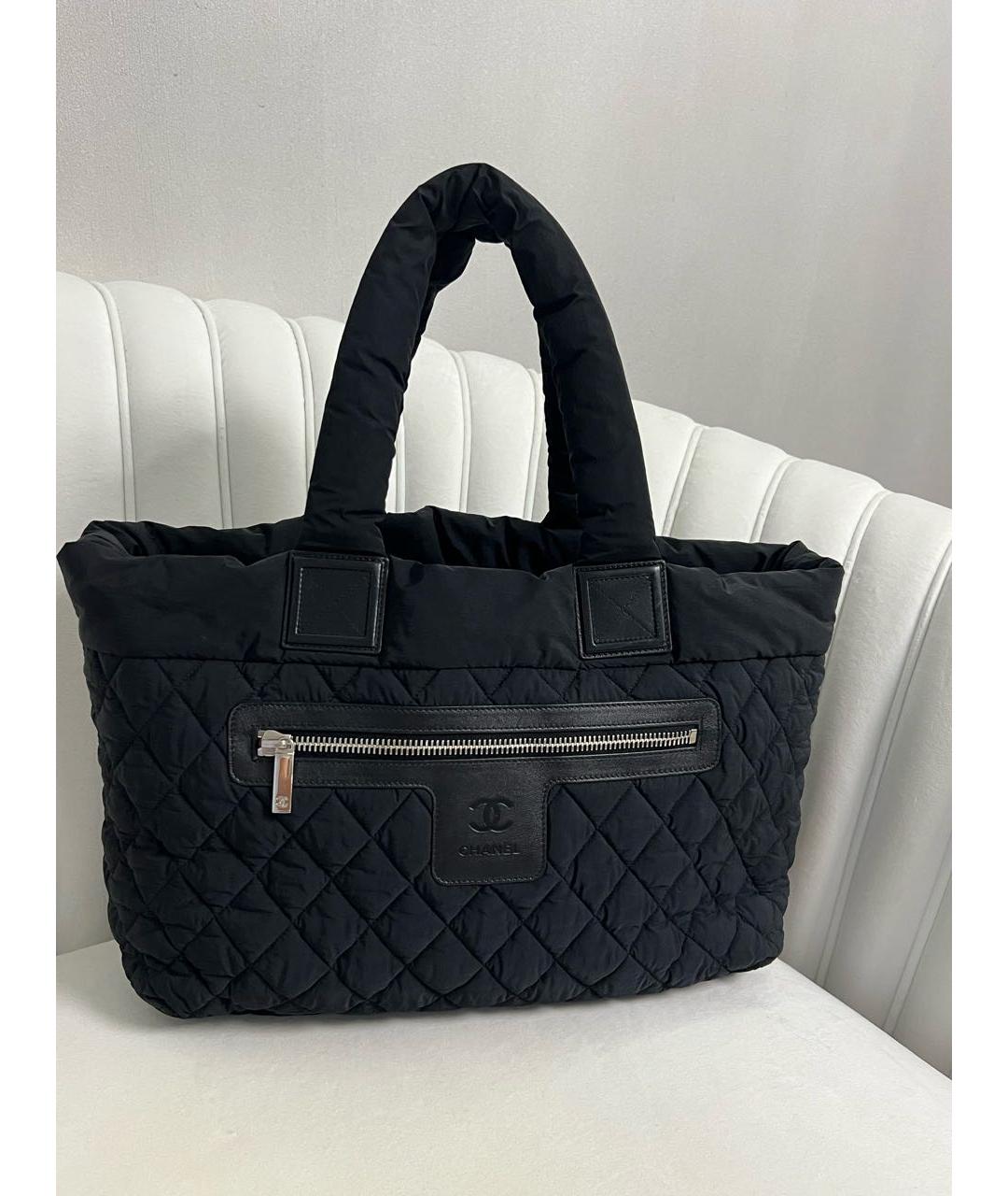 CHANEL Черная хлопковая сумка тоут, фото 2