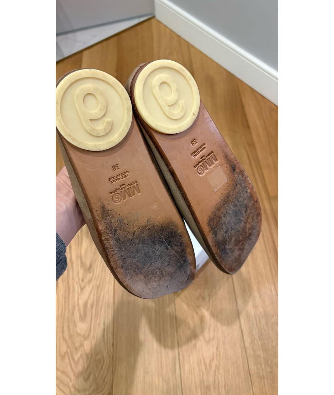 MM6 MAISON MARGIELA Бежевые кожаные балетки, фото 5
