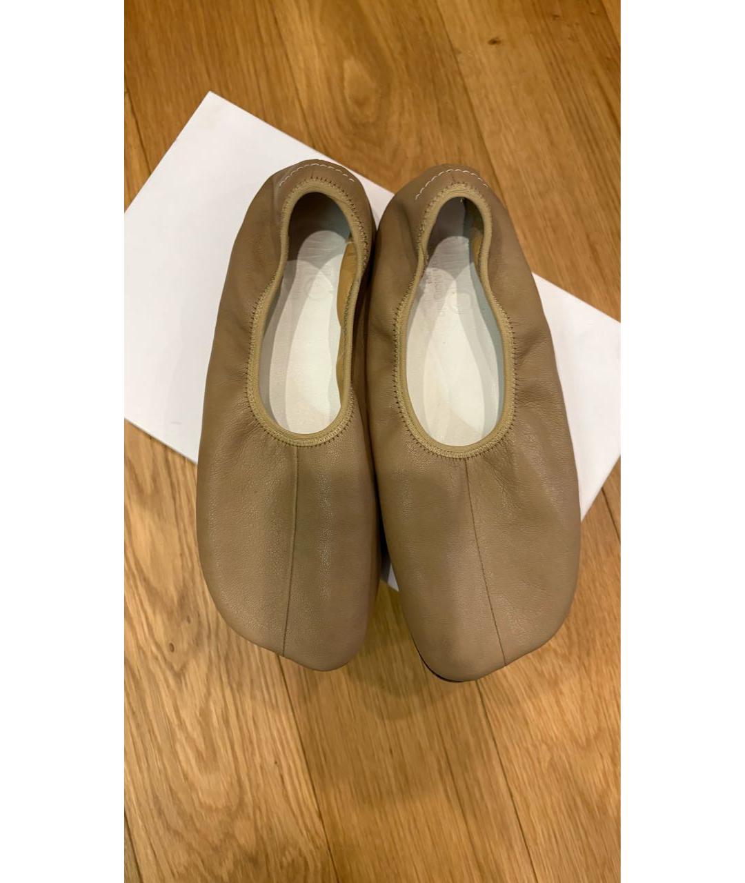 MM6 MAISON MARGIELA Бежевые кожаные балетки, фото 2