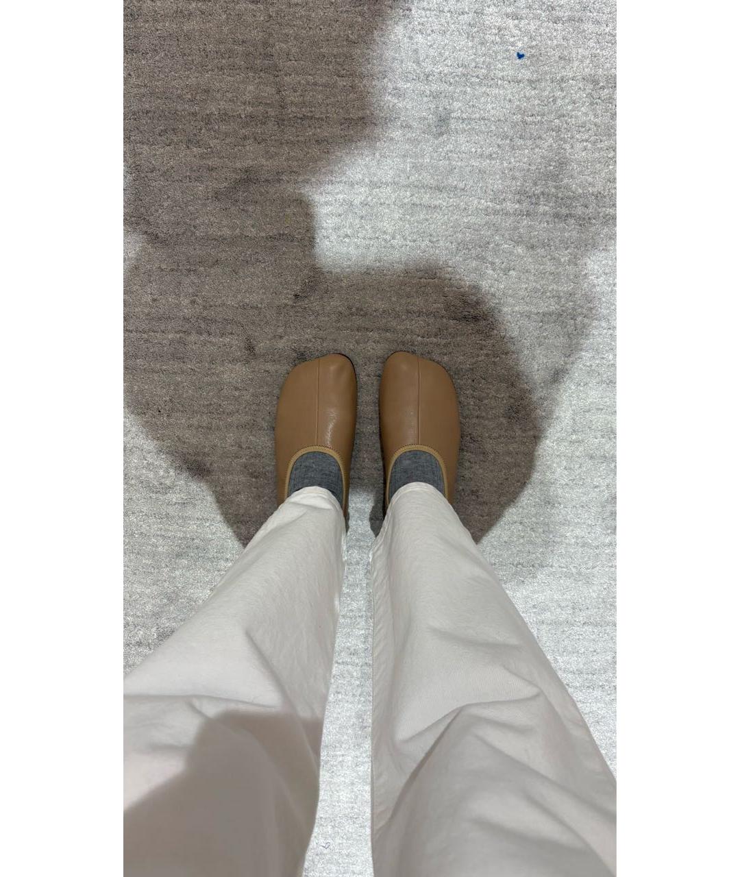 MM6 MAISON MARGIELA Бежевые кожаные балетки, фото 6