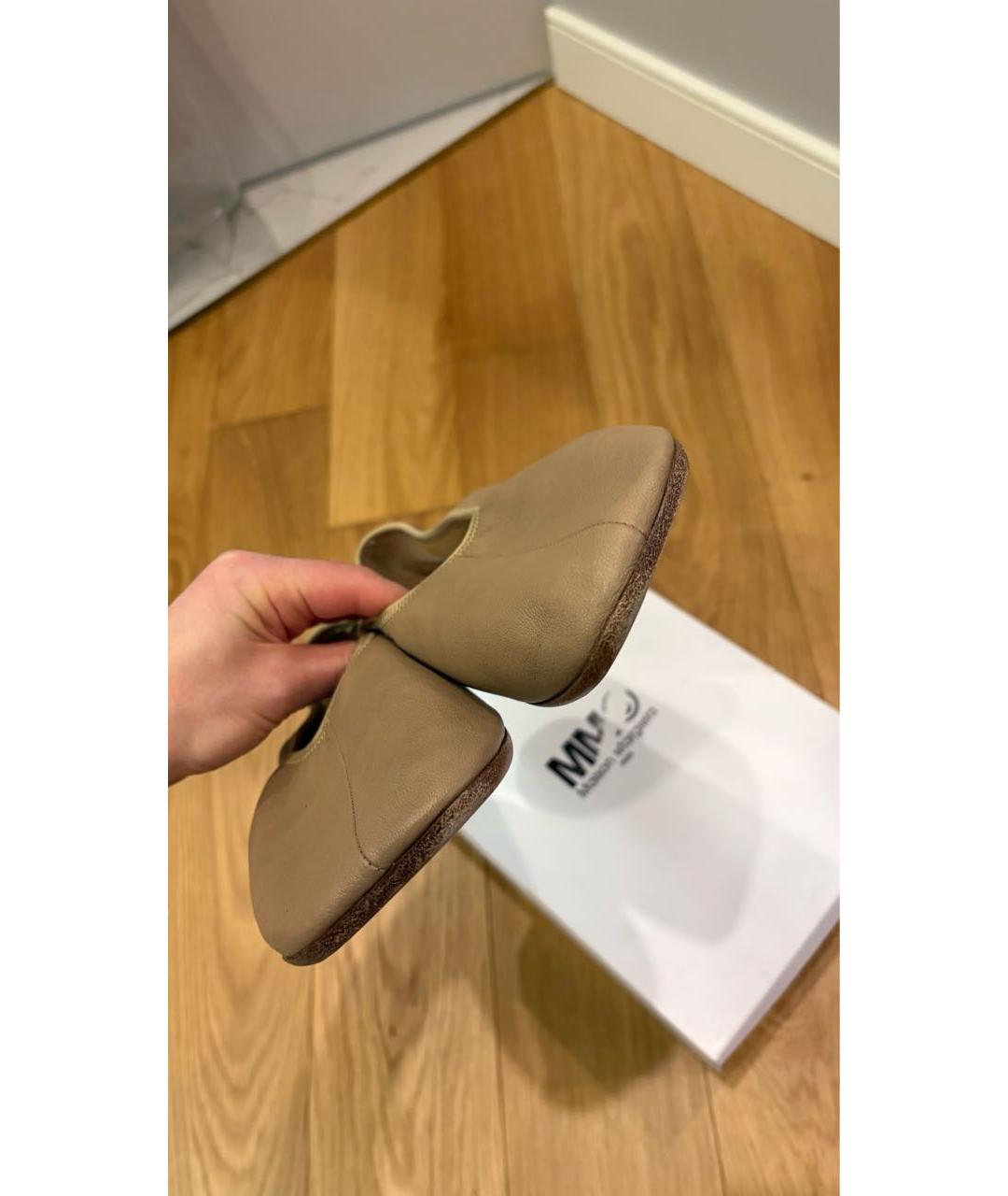 MM6 MAISON MARGIELA Бежевые кожаные балетки, фото 3