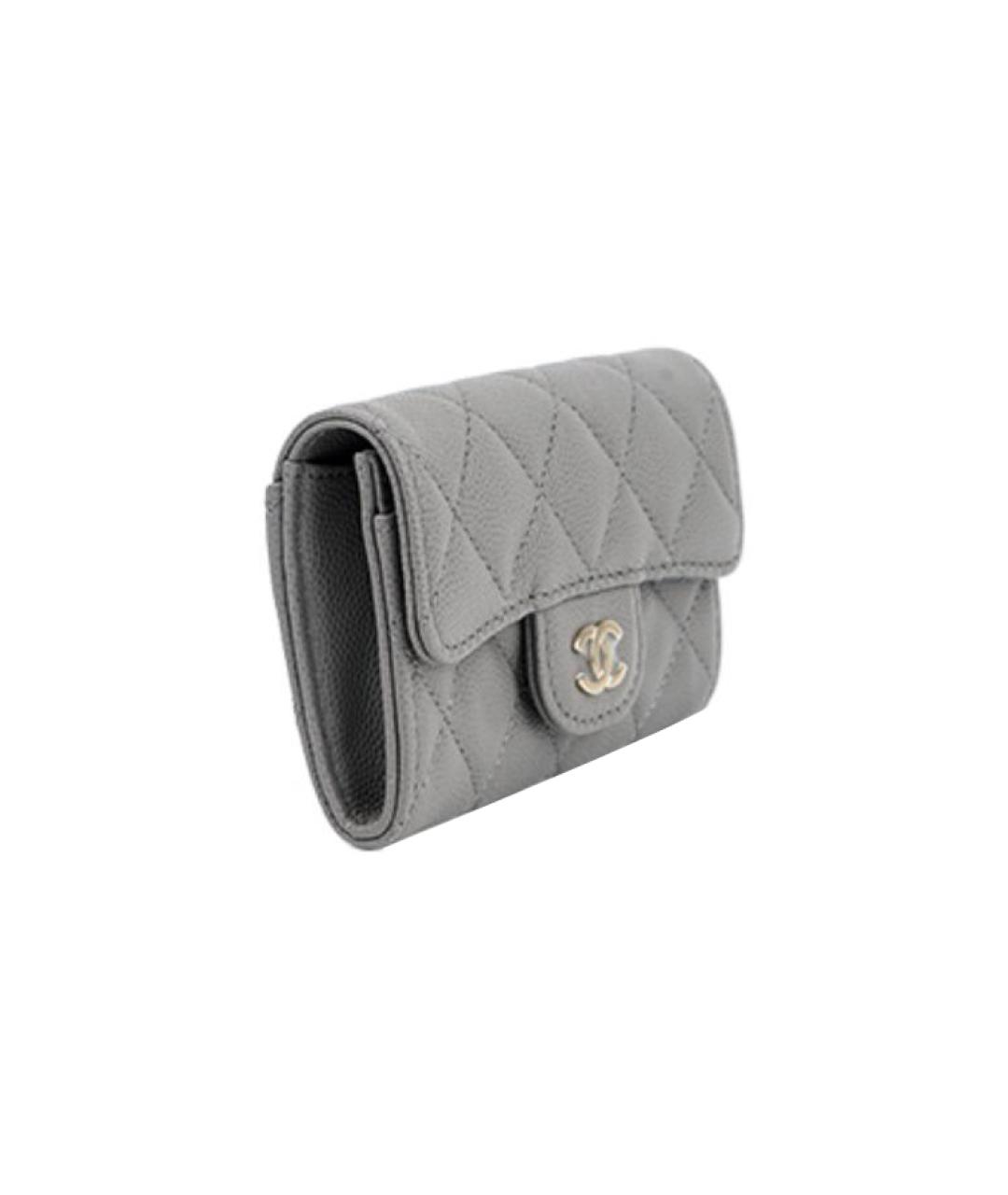 CHANEL Серый кожаный кошелек, фото 2