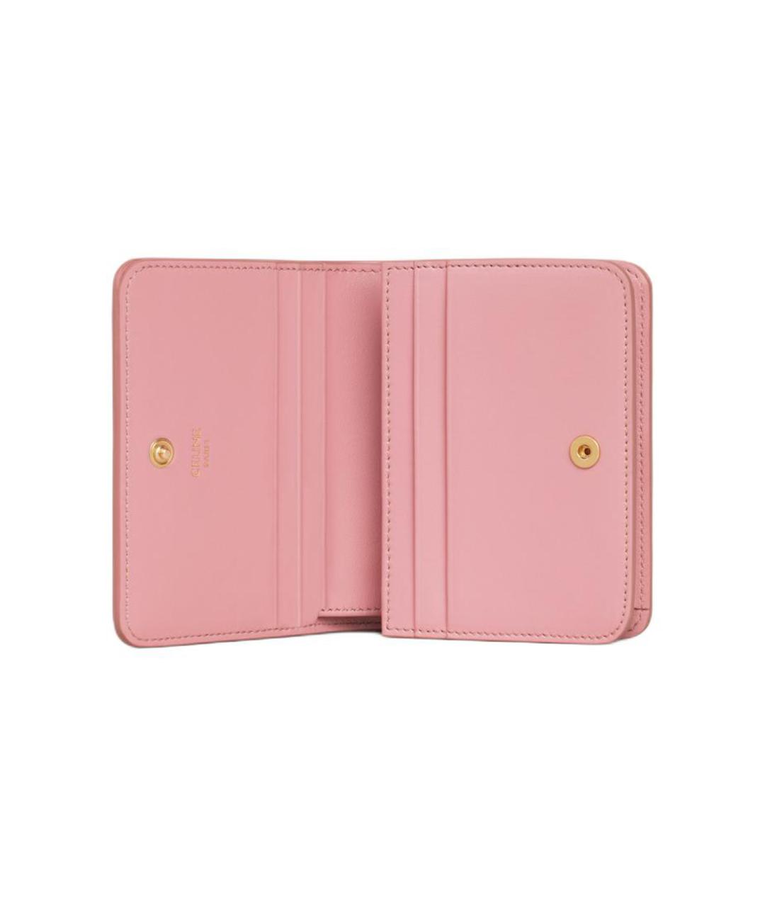 CELINE Розовый кожаный кошелек, фото 4