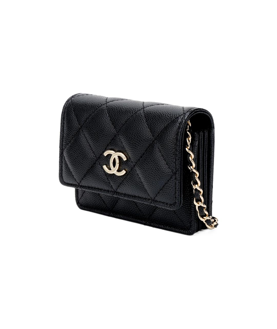 CHANEL Черный кожаный кошелек, фото 3