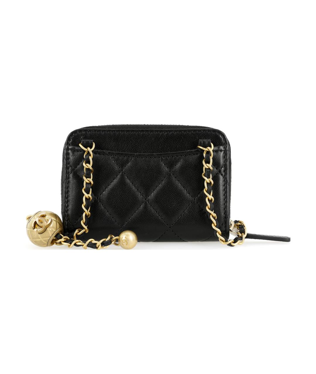 CHANEL Черный кожаный кошелек, фото 3