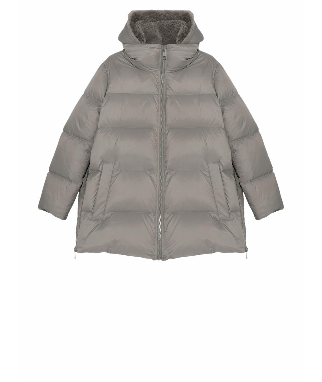 YVES SALOMON Серый синтетический пуховик, фото 1