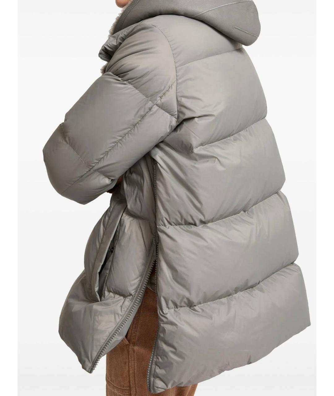 YVES SALOMON Серый синтетический пуховик, фото 5