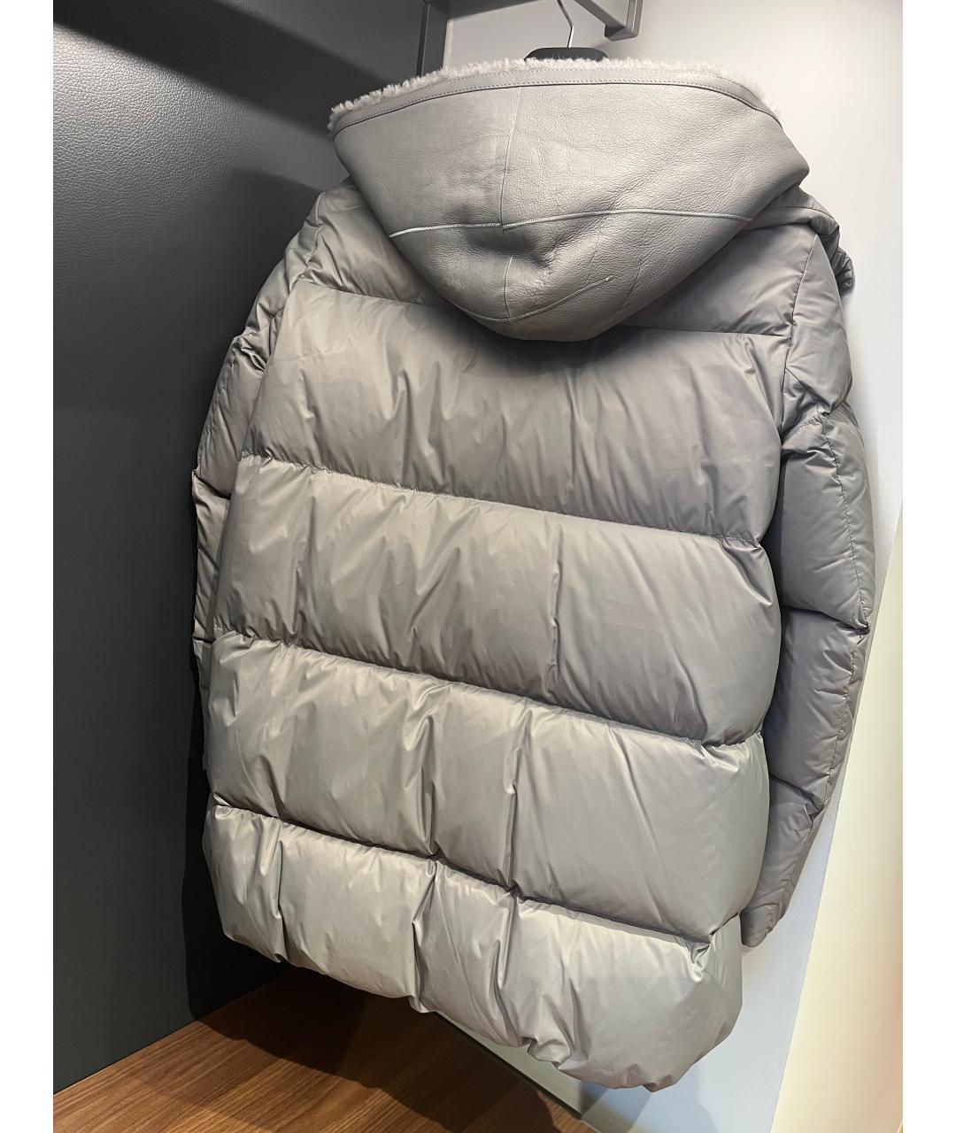 YVES SALOMON Серый синтетический пуховик, фото 3