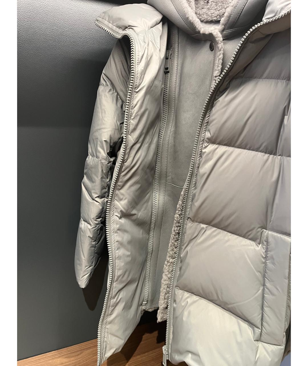 YVES SALOMON Серый синтетический пуховик, фото 7