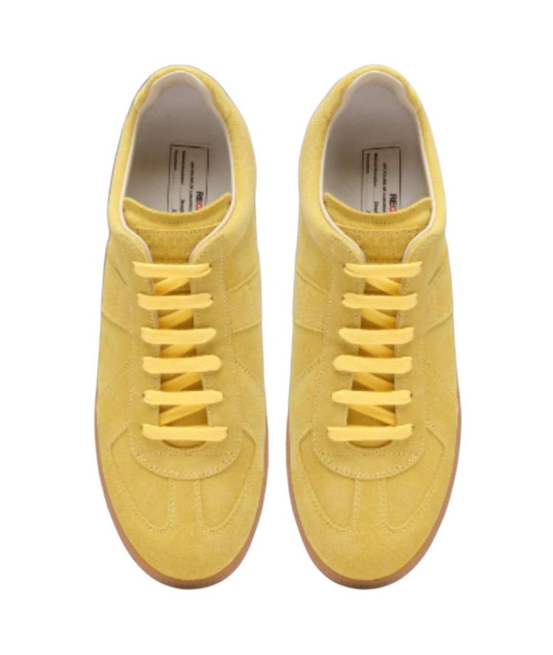 MAISON MARGIELA Желтые замшевые низкие кроссовки / кеды, фото 5