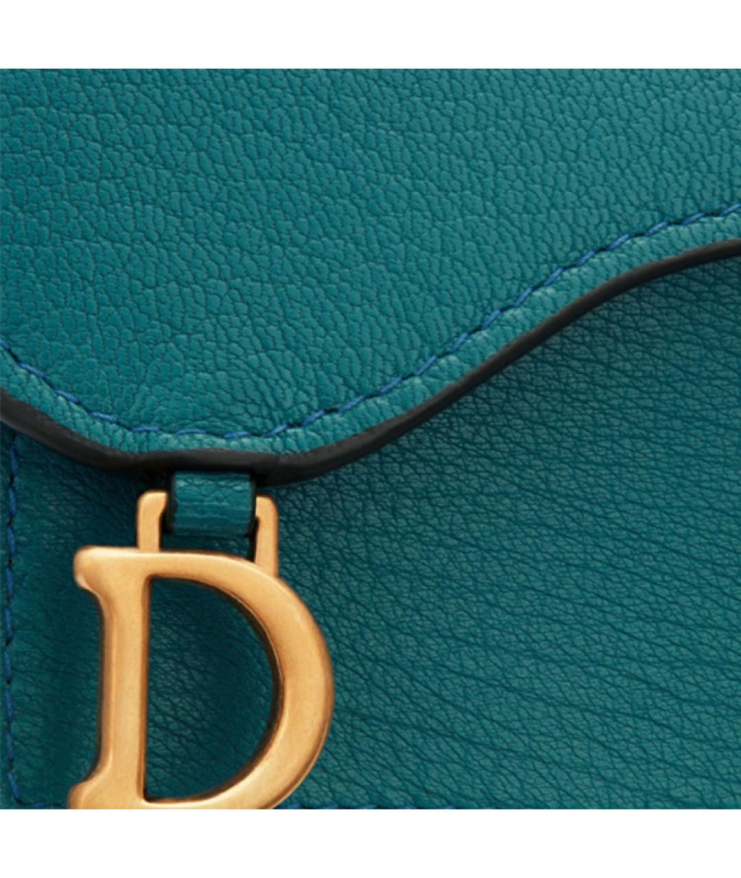 CHRISTIAN DIOR Бирюзовый кожаный кардхолдер, фото 5