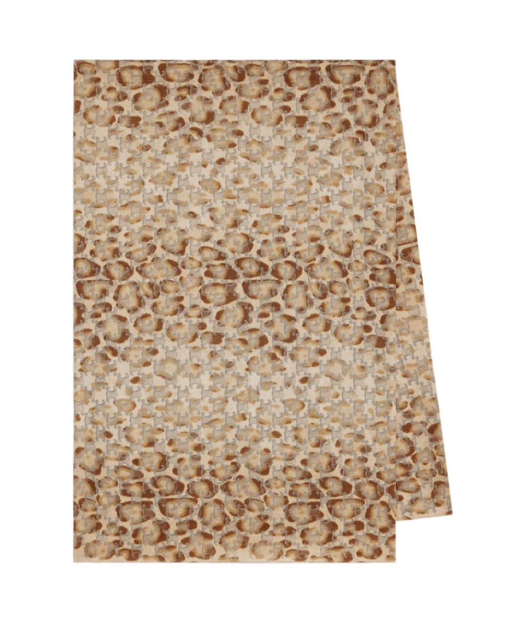 CELINE Коричневый хлопковый шарф, фото 2