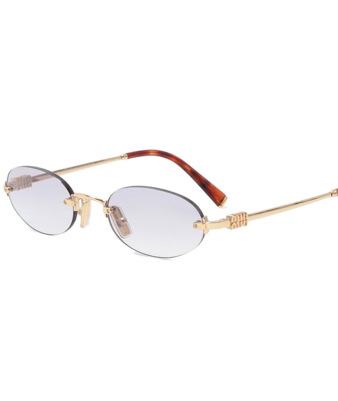 MIU MIU Золотые металлические солнцезащитные очки, фото 1