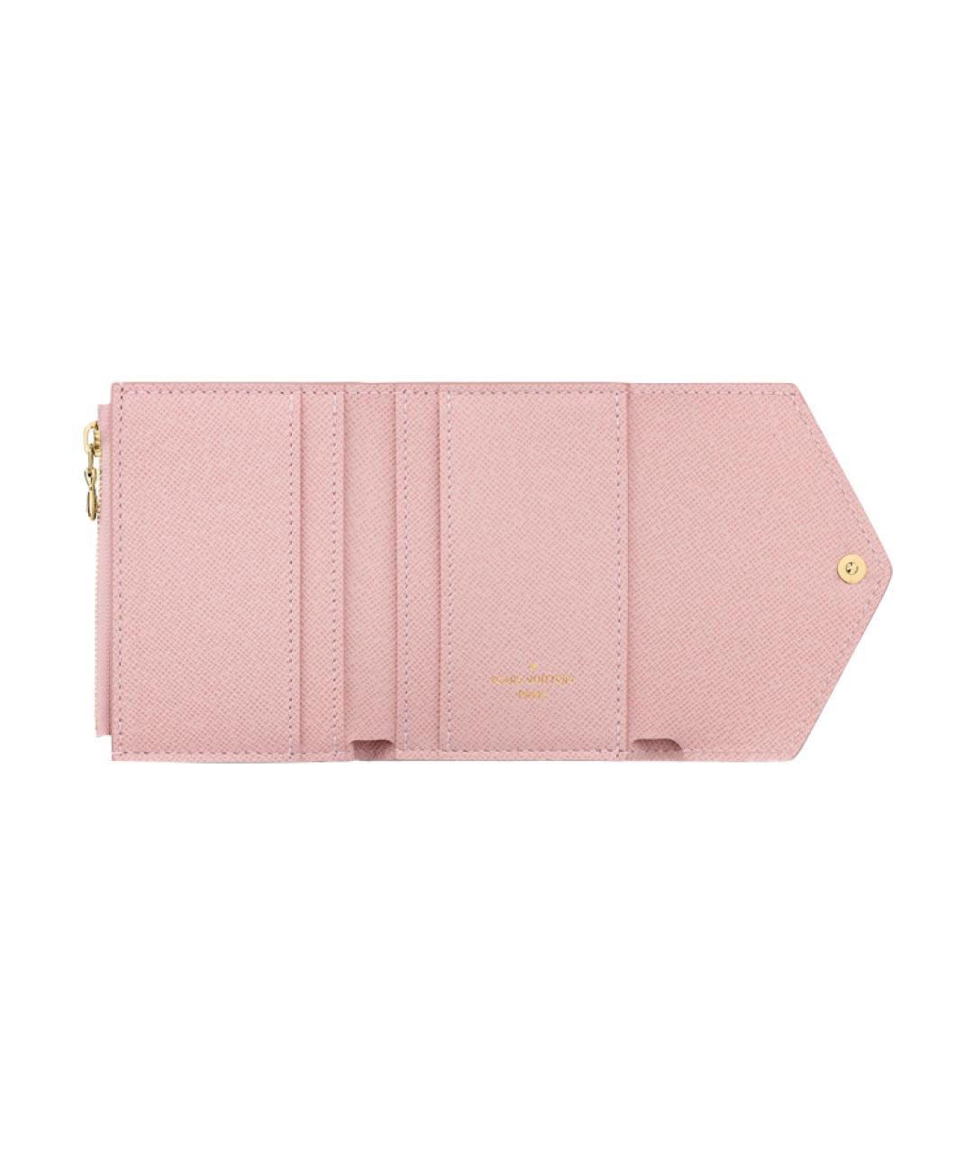 LOUIS VUITTON Розовый кожаный кошелек, фото 4