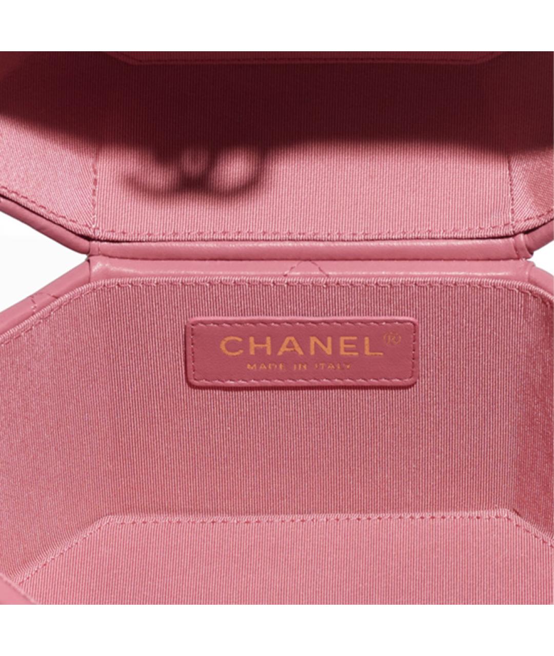 CHANEL Розовая кожаная косметичка, фото 4