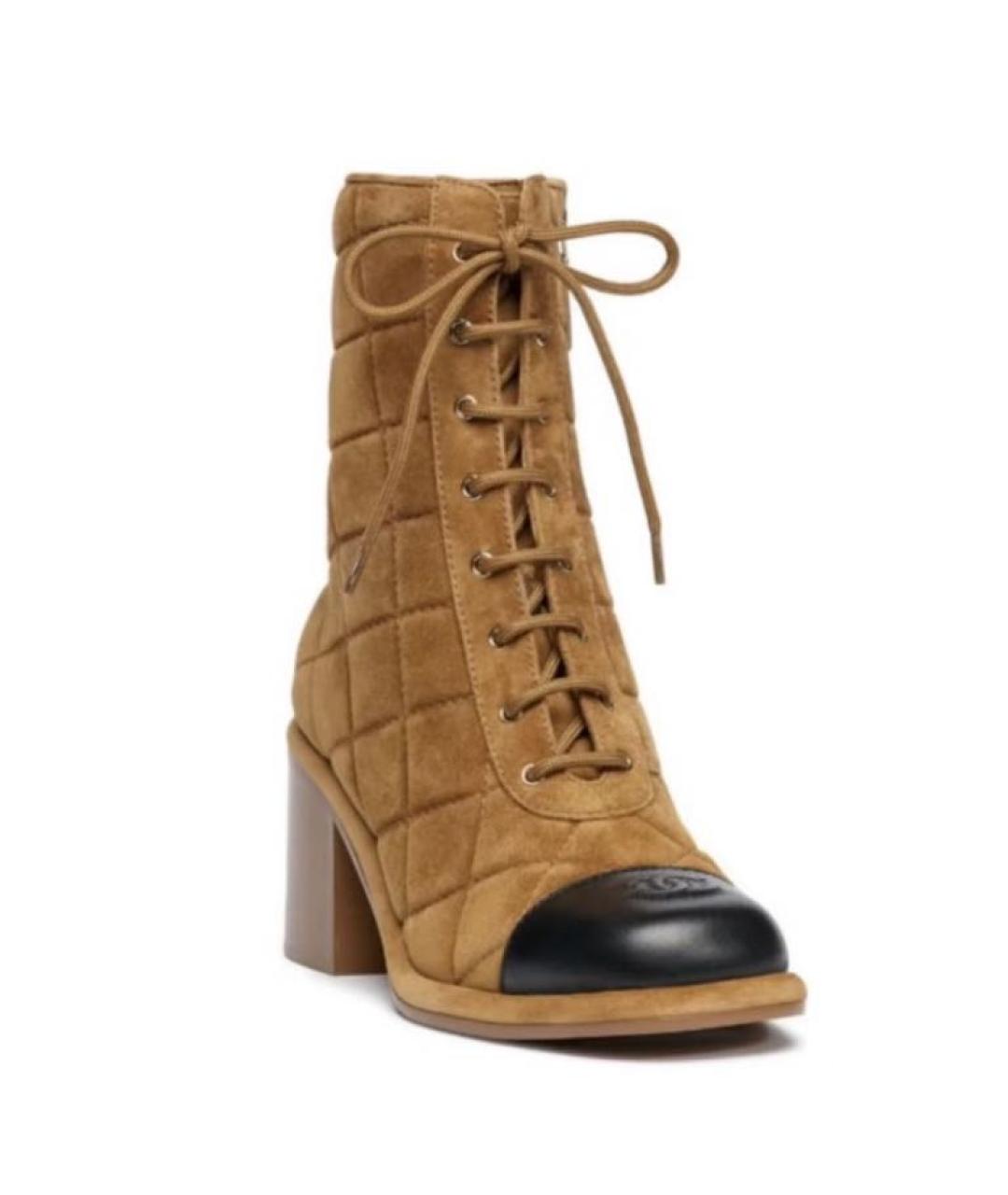 CHANEL Коричневые замшевые ботильоны, фото 2