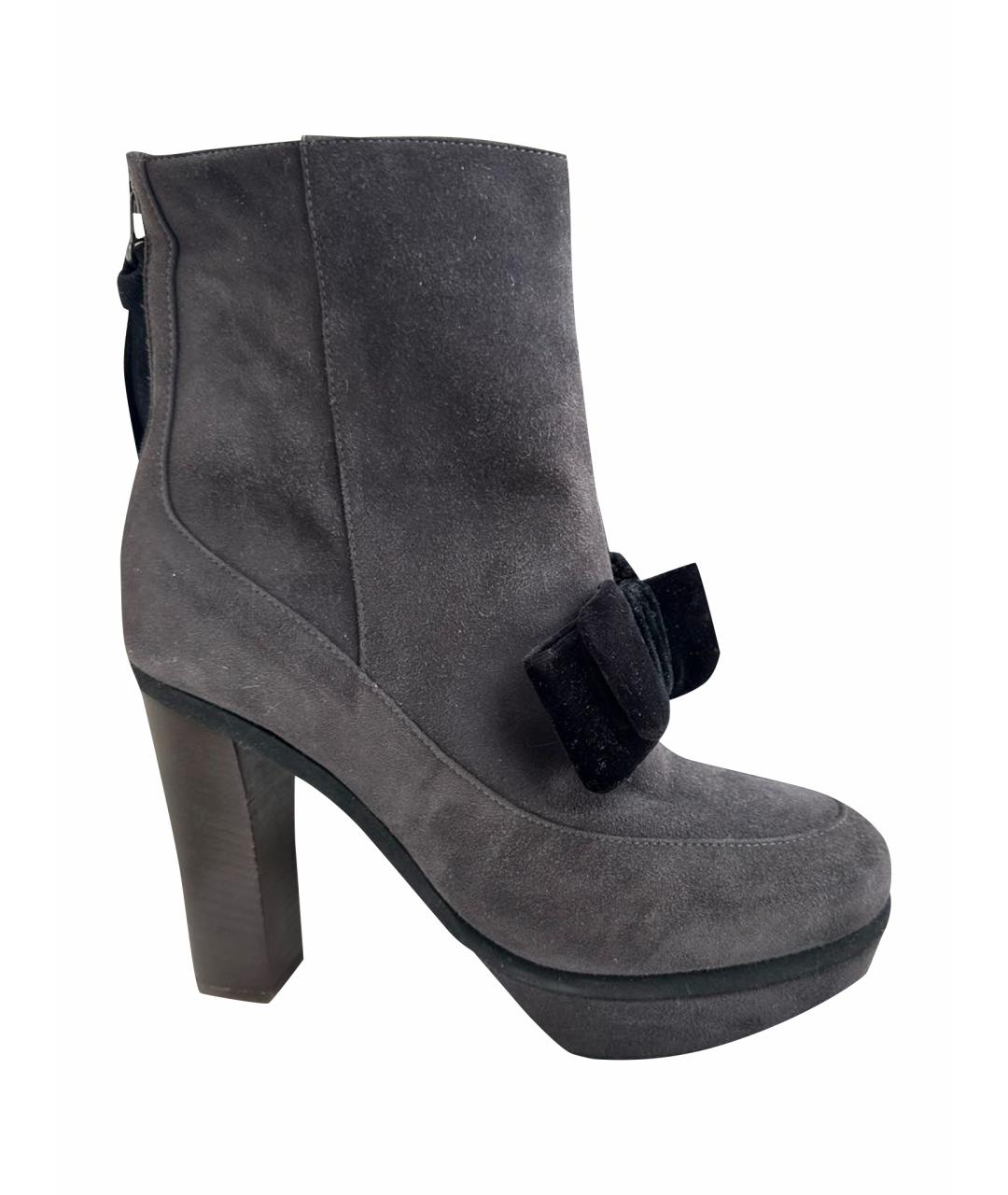 MARNI Антрацитовые замшевые ботильоны, фото 1