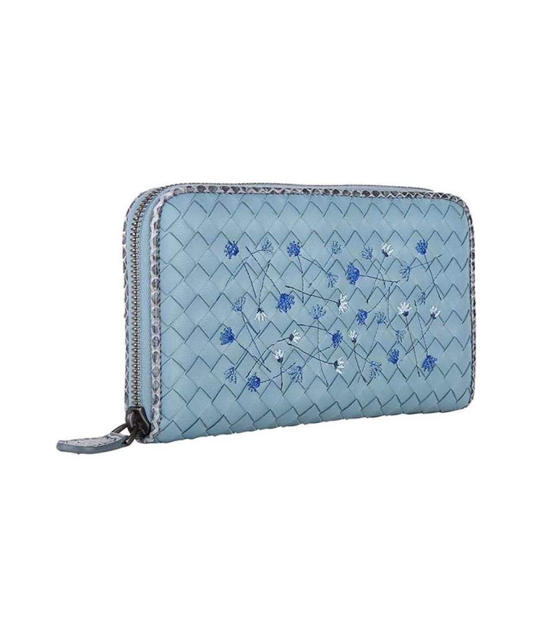 BOTTEGA VENETA Голубой кожаный кошелек, фото 2