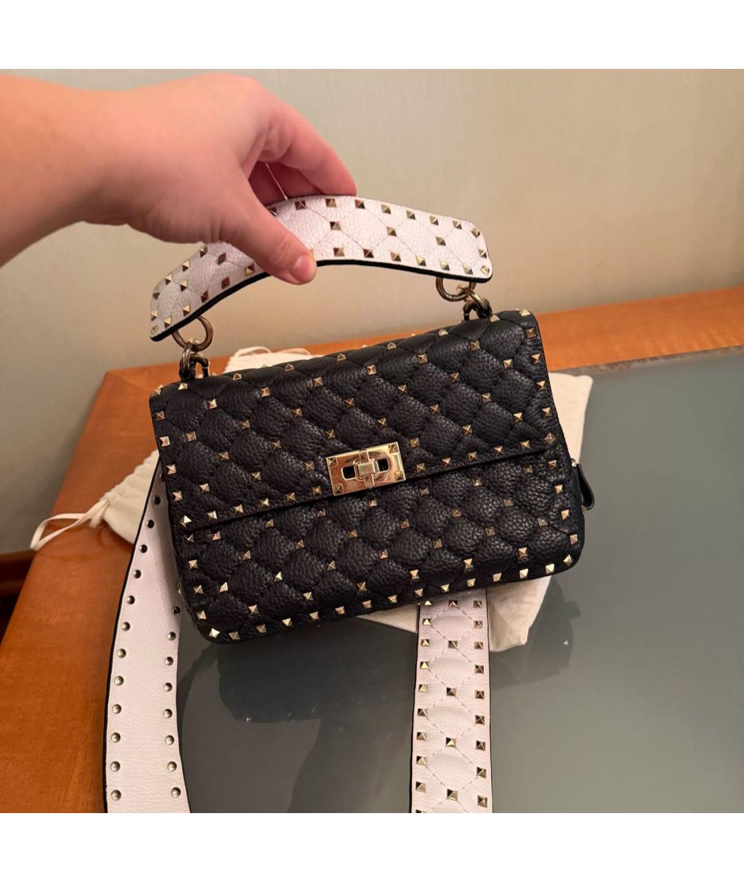 VALENTINO Черная кожаная сумка через плечо, фото 7