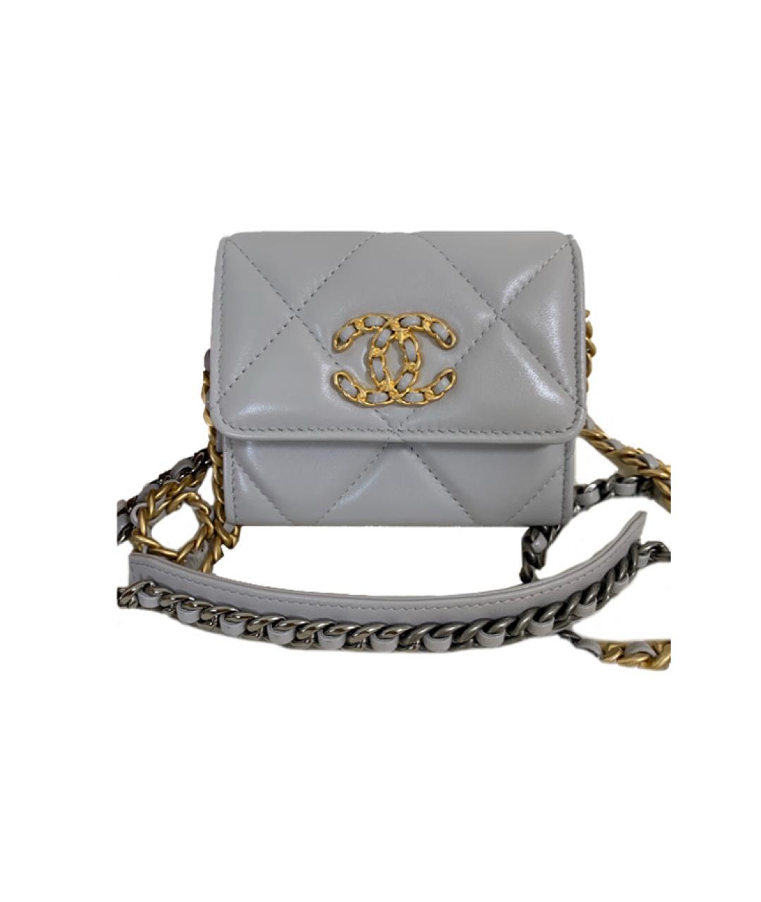 CHANEL Серый кожаный кошелек, фото 4