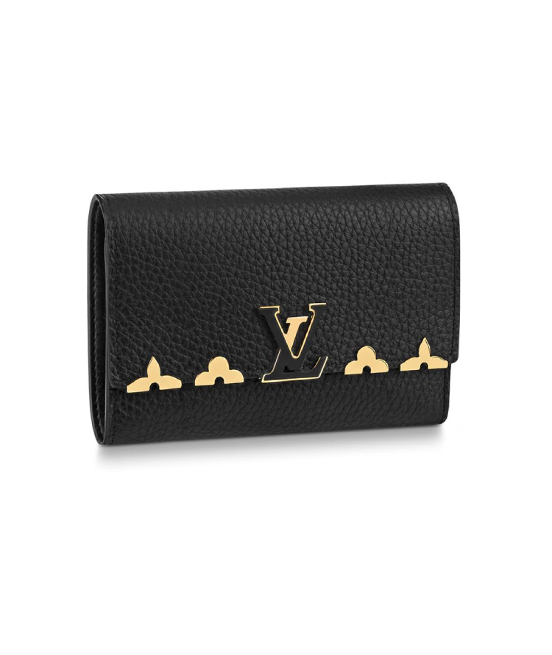 LOUIS VUITTON Черный кожаный кошелек, фото 1