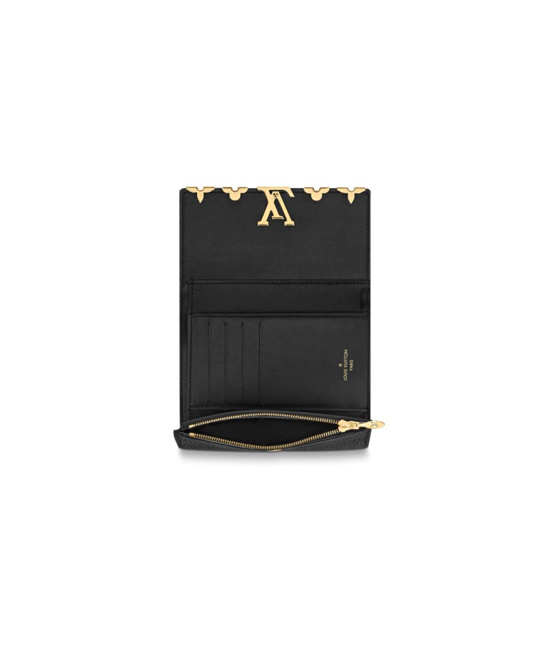 LOUIS VUITTON Черный кожаный кошелек, фото 4