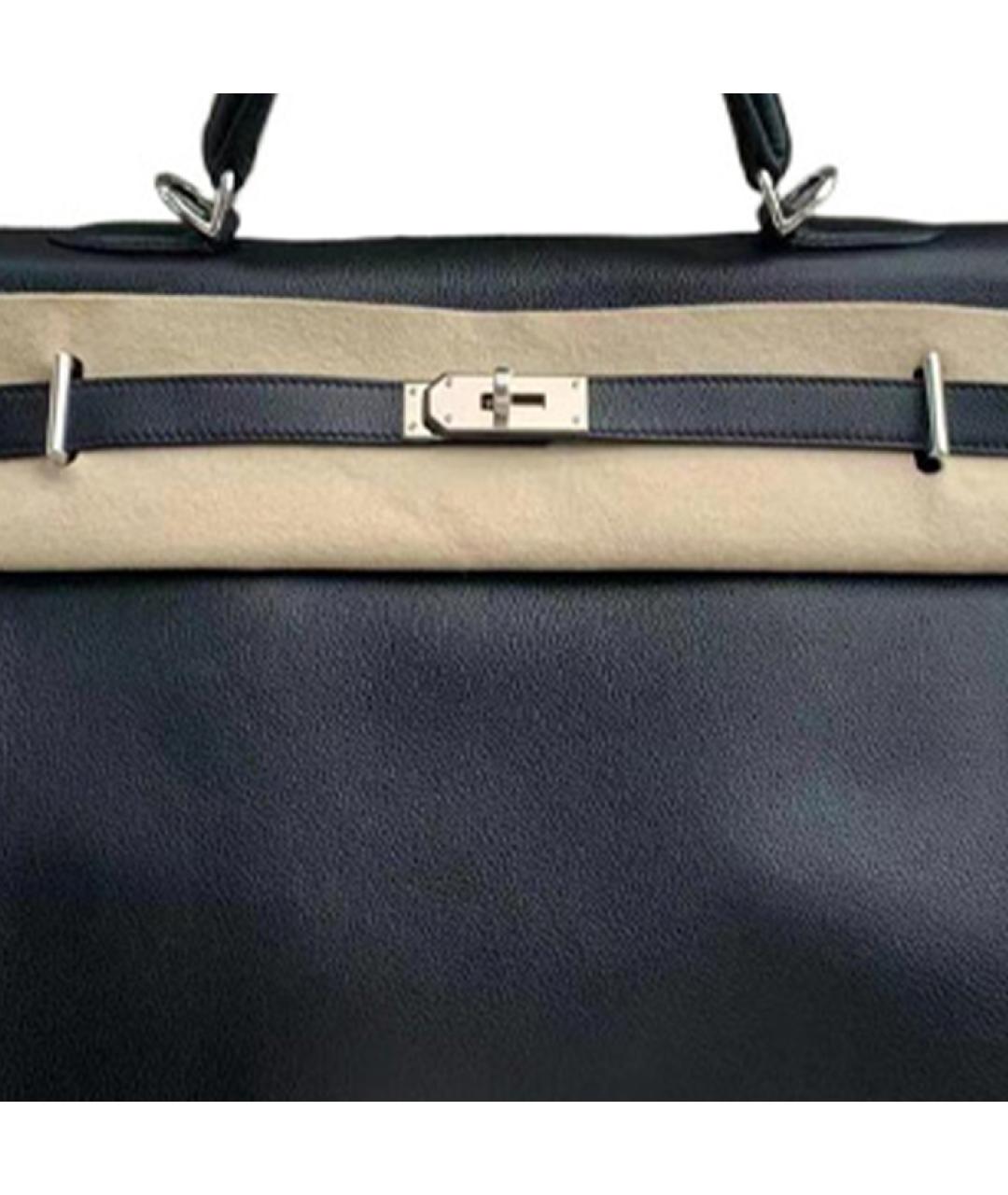 HERMES Черная кожаная сумка с короткими ручками, фото 5