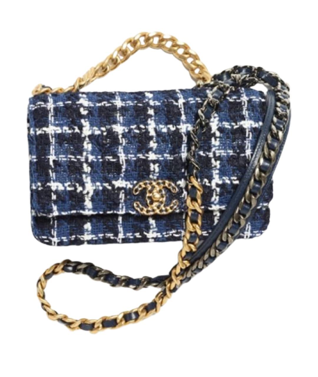 CHANEL Темно-синяя твидовая сумка через плечо, фото 1
