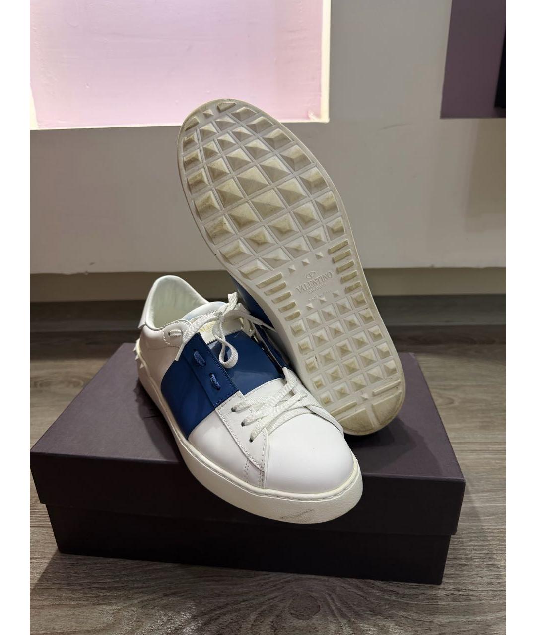 VALENTINO Белые кожаные низкие кроссовки / кеды, фото 5