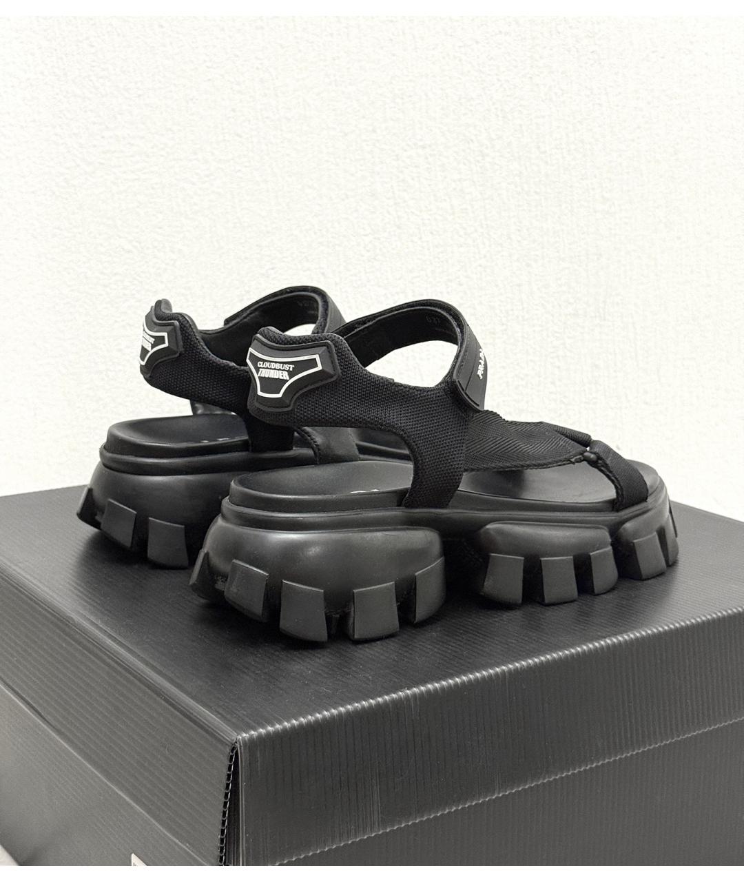 PRADA Черные кожаные сандалии, фото 3