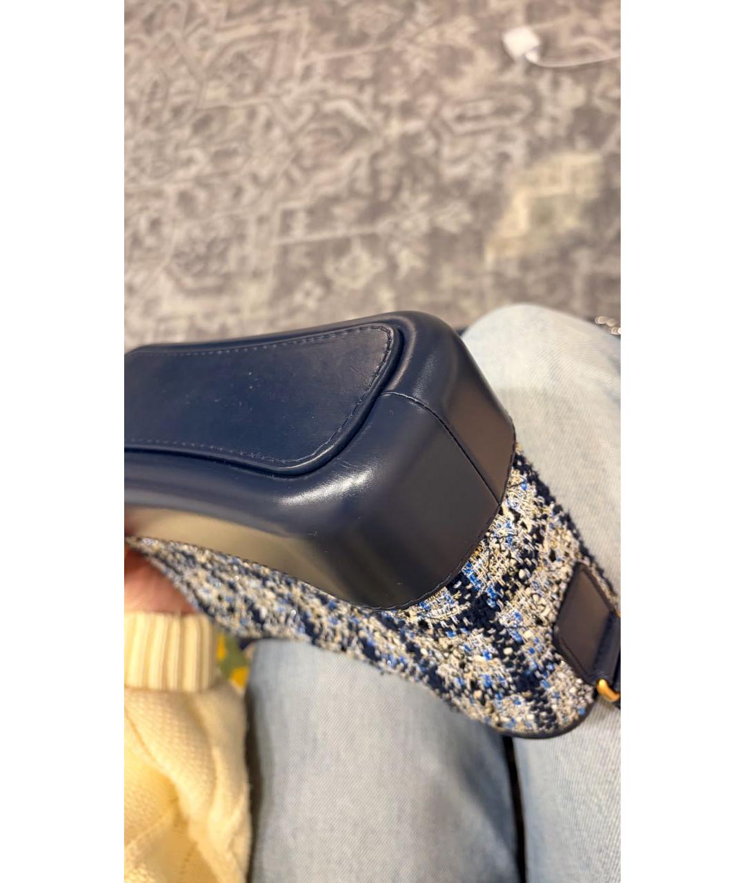 CHANEL Синяя твидовая сумка через плечо, фото 5