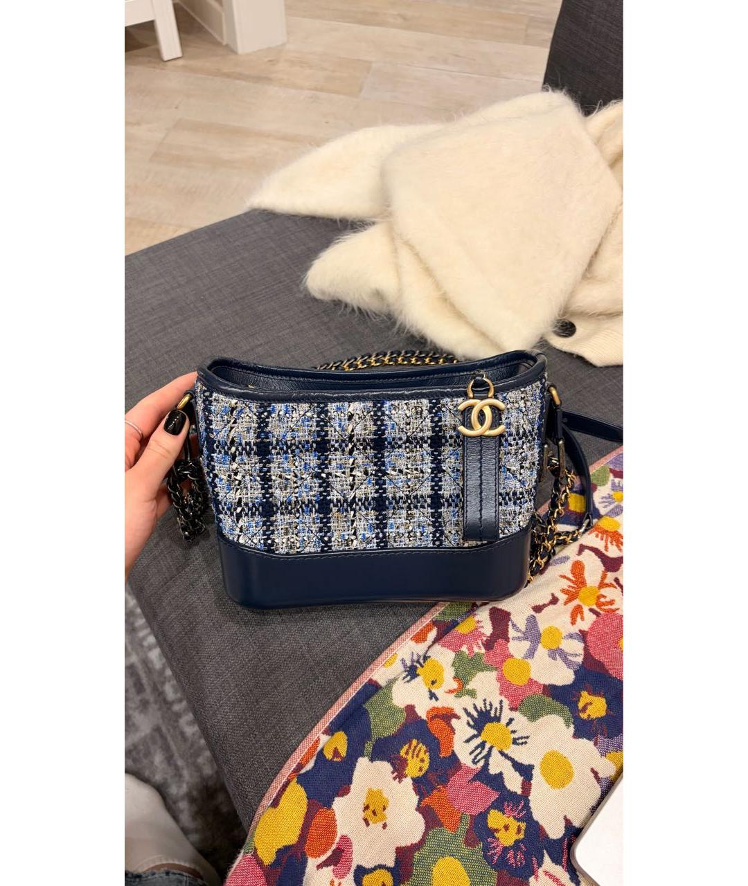 CHANEL Синяя твидовая сумка через плечо, фото 7