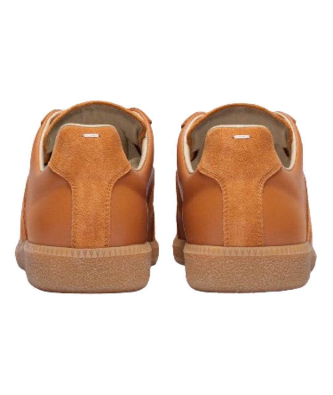 MAISON MARGIELA Коричневые кожаные низкие кроссовки / кеды, фото 4