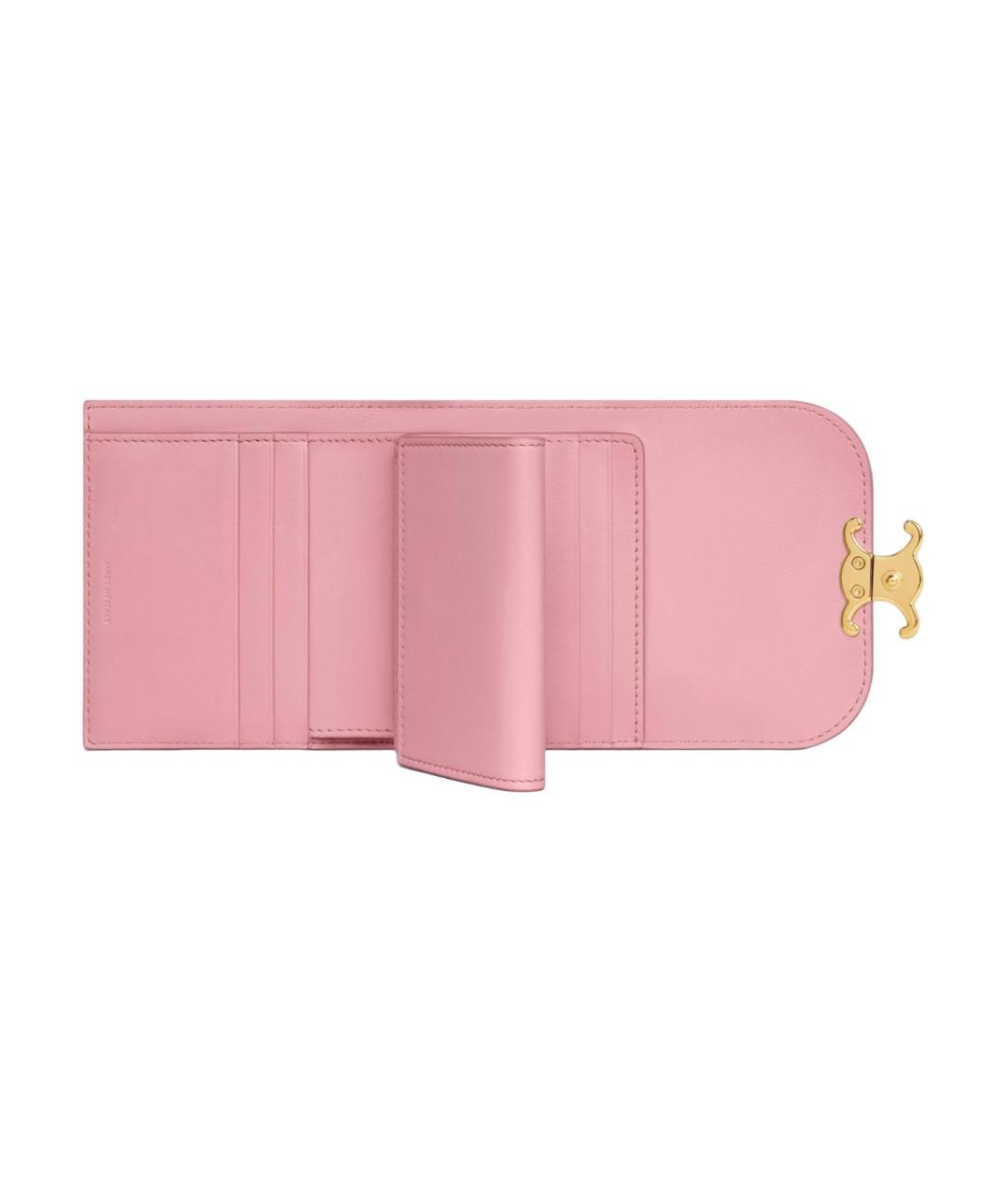 CELINE Розовый кожаный кошелек, фото 4
