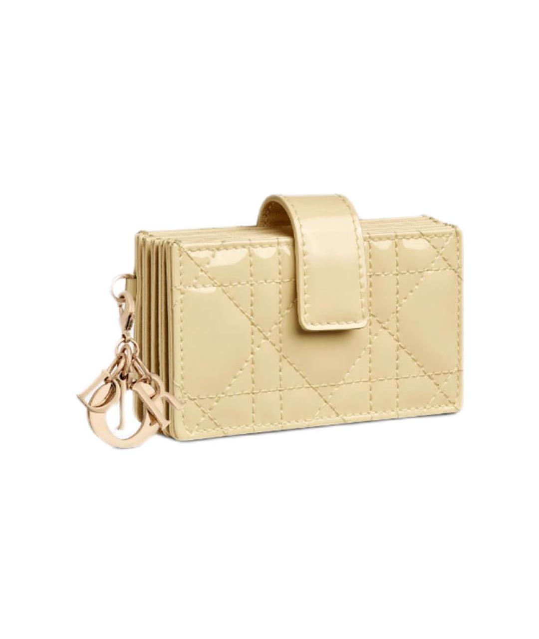 CHRISTIAN DIOR Желтый кожаный кошелек, фото 2