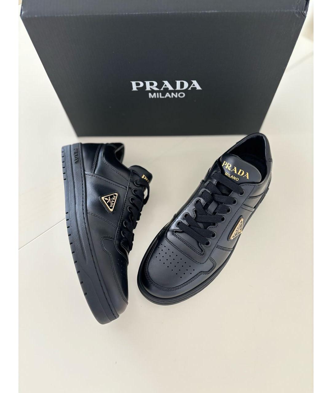 PRADA Черные кожаные кеды, фото 8