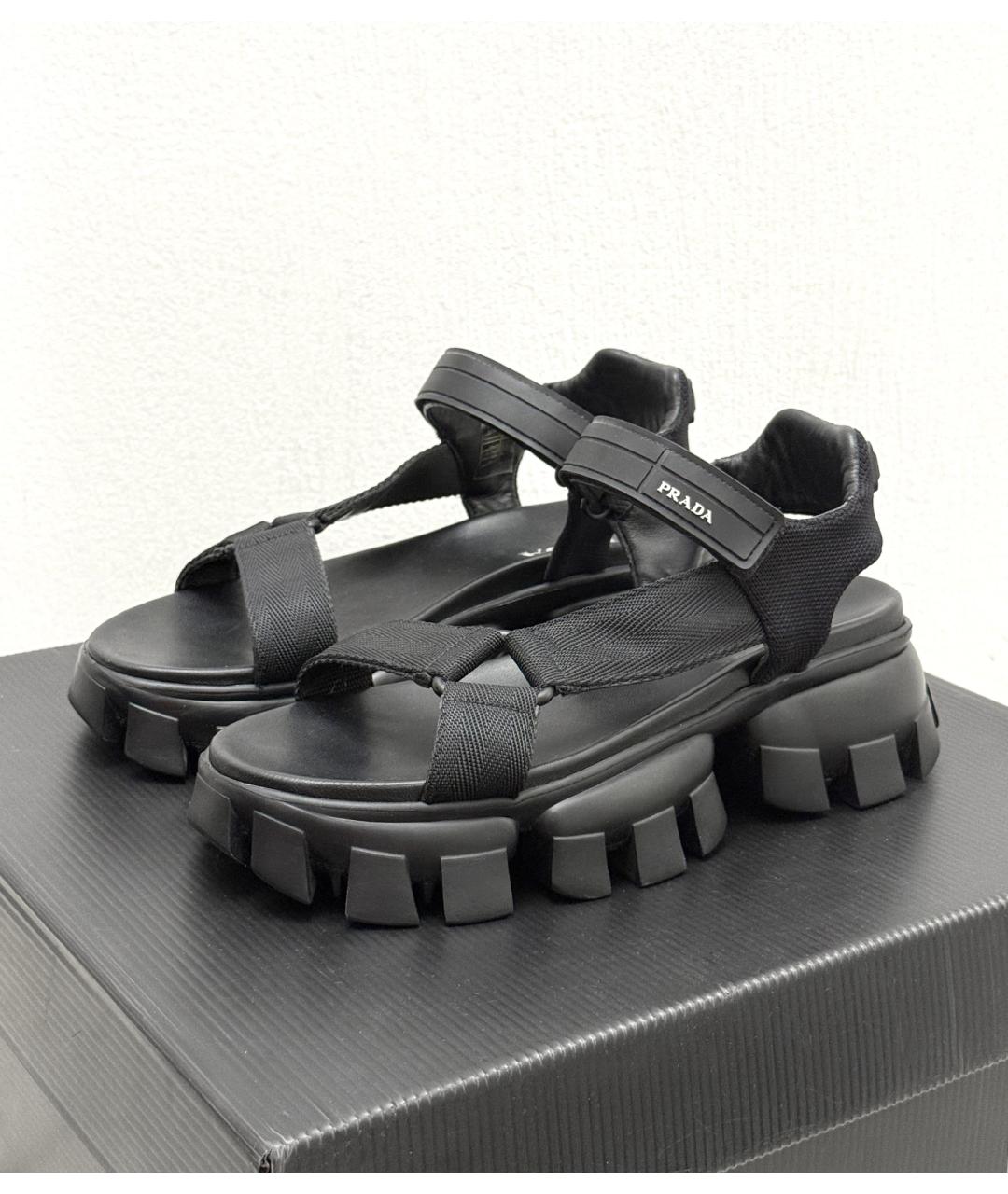 PRADA Черные кожаные сандалии, фото 2
